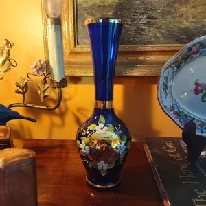 Czech Cobalt Glass Vase NWOT
